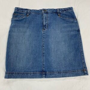 IZOD Jeans Womens Blue Denim Mini Skirt Size 12 Medium Wash Stretch Cotton